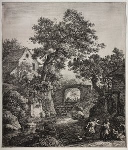 Six grands paysages verticaux avec des scènes de l