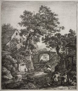 Six grands paysages verticaux avec des scènes de l