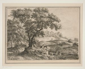 Le bord des bois avec village sur les hauteurs