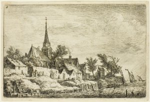 Le clocher du village au bord de la mer