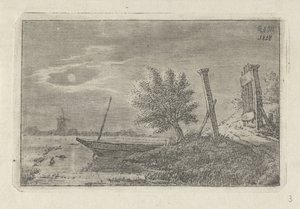 Paysage avec bateau et barrière ouverte