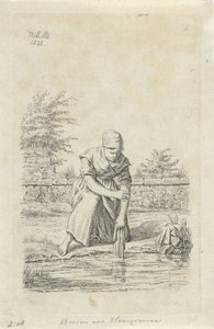 Femme lavant du Hainaut (Paysans et paysannes du Royaume-Uni des Pays-Bas) - Anthonie Willem Hendrik Nolthenius de Man
