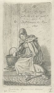 Femme assise avec panier et assiette