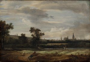 Paysage avec vue sur une ville - Anthonie van Borssom