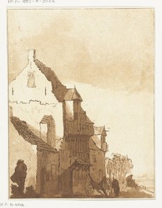 Maison avec brouette devant la porte
