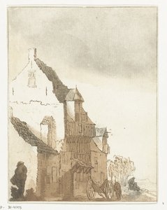 Maison avec brouette devant la porte - Anthonie van den Bos