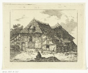Homme assis sur une colline devant une maison à Staphorst - Anthonie van den Bos