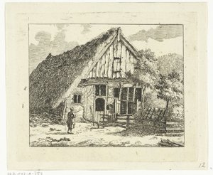 Femme debout devant une maison à Staphorst - Anthonie van den Bos