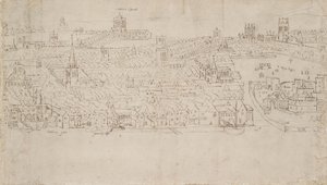 Panorama de Londres vu de Southwark : Billingsgate à Tower Wharf, 1554 - Anthonis van den Wyngaerde