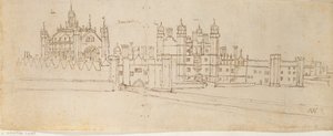 La chapelle et la porte du palais de Hampton Court, vers 1550-1560 - Anthonis van den Wyngaerde