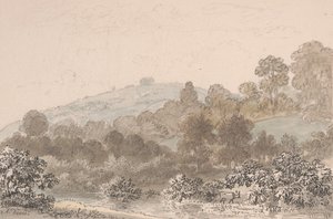 Paysage avec ruisseau au premier plan