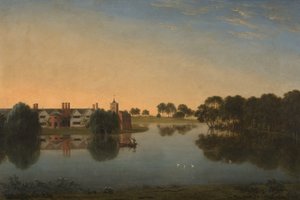 Tabley : le vieux hall à travers le lac