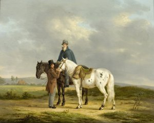 Deux cavaliers dans un paysage