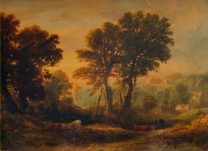 Château de Dunster : Coucher de soleil, vers 1850, 1935