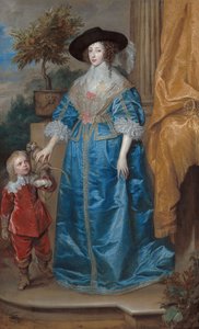 French : Portrait de la reine Henrietta Maria, avec le nain Sir Jeffrey Hudson Queen Henrietta Maria with Sir Jeffrey Hudson