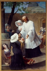 Saint Vincent de Paul (1581-1660) soignant les pestiférés - Antoine Ansiaux