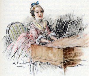 Charlotte jouant du clavecin