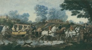 Réunion de chasse, gravée par Philibert Louis Debucourt, début du 19e siècle