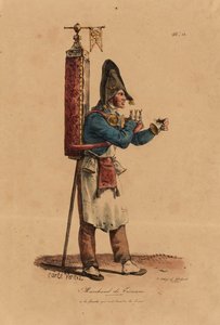Le Vendeur de tisane, numéro 13 de la série Les Cris de Paris, gravé par François Séraphin Delpech (1778-1825)