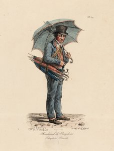 Le Vendeur de Parapluies et Ombrelles, numéro 23 de la série Les Cris de Paris, gravé par François Séraphin Delpech