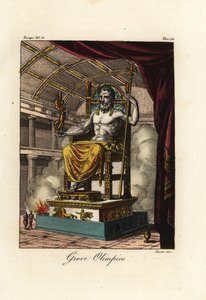 Statue de Zeus ou Jupiter à Olympie, figure géante assise par le sculpteur grec Phidias vers 435 av. J.-C. au sanctuaire d