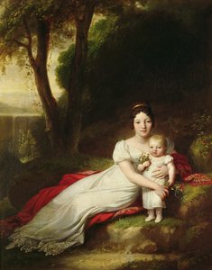 Hortense Eugénie de Beauharnais (1783-1837), reine de Hollande, avec son fils Charles Louis Napoléon Bonaparte (1808-73), le futur Napoléon III