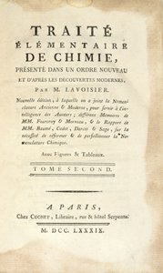 Page de titre de Traité Élémentaire de Chimie, Tome II, publié à Paris, 1789