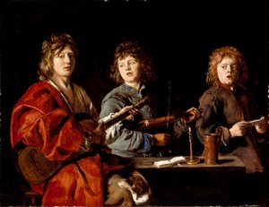 En français :  Trois jeunes musiciens Three Young Musicians - Antoine Le Nain