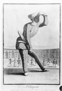 Arlequin, gravé par Juan Dolivar (1641-92)