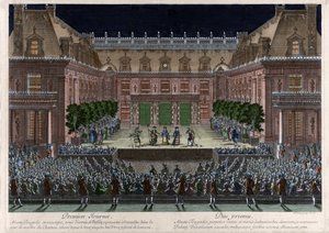Représentation, dans la cour de marbre du château de Versailles, d