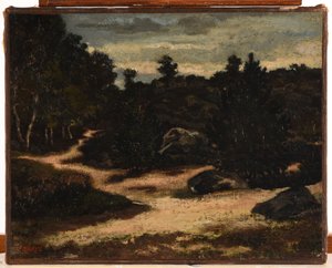 French: Chemin sableux en forêt de Fontainebleau - Antoine Louis Barye