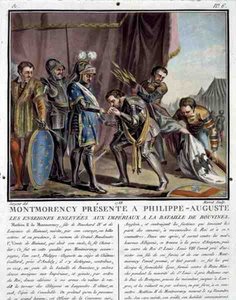 Montmorency présenté à Philippe Auguste (1165-1223) après la bataille de Bouvines, gravé par Jean Baptiste Morret