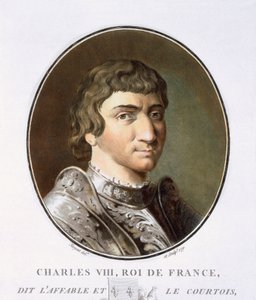 Charles VIII, de Portraits des grands hommes, femmes illustres, et sujets mémorables de France, gravé et imprimé en couleurs, publié par Pierre Blin, 1786-92, Paris