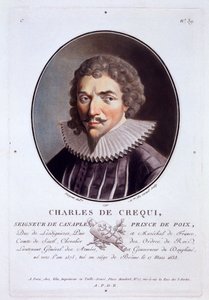 Charles de Créqui, de Portraits des grands hommes, femmes illustres, et sujets mémorables de France, gravé et imprimé en couleurs, publié par Pierre Blin, 1786-92, Paris (gravure en couleur) - Antoine Louis Francois Sergent Marceau