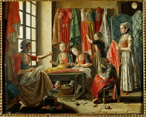 Atelier de couturières à Arles ... (huile sur toile)