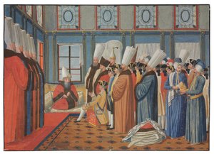 La présentation du comte de Vergennes, ambassadeur de Louis XV, à Reis Effendi, grand vizir du sultan ottoman Uthman III le 31 mai 1755 - Antoine de Favray