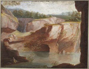Carrière avec un sage assis, un homme et une femme