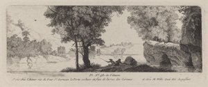 Paysage fluvial avec un pêcheur