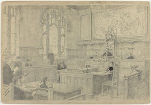 Étude de la composition complète pour la peinture (inachevée) du tribunal néerlandais à Londres, juin 1942 - Anton Abraham van Anrooy