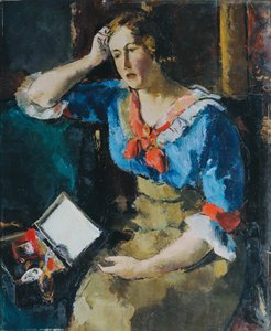 Dame assise en blouse bleue - Anton Faistauer