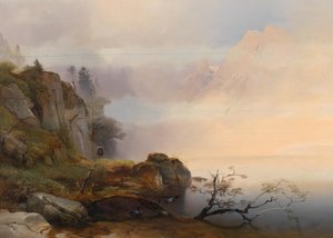 Anton Hansch Ambiance automnale au bord du lac 1846 - Anton Hansch