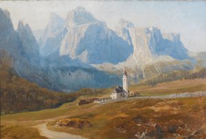 Anton Hlavacek Vue sur Kolfuschg avec le groupe Geisler