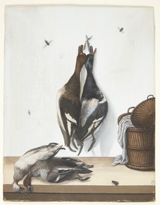 Nature Morte avec Quatre Canards et un Panier Ouvert