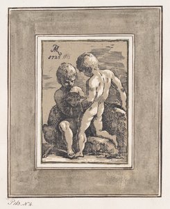 Deux enfants jouant avec un agneau, 1725 - Anton Maria Zanetti