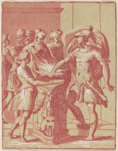 Mucius Scaevola mettant sa main dans le feu