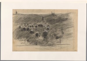 Berger avec troupeau de moutons