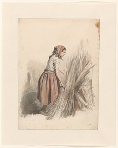 Jeune fille au foulard travaillant aux champs - Anton Mauve