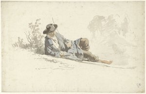 Homme allongé au sol, au repos - Anton Mauve