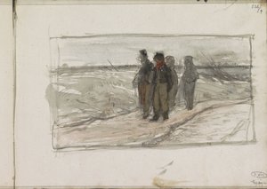 Quatre hommes sur un chemin