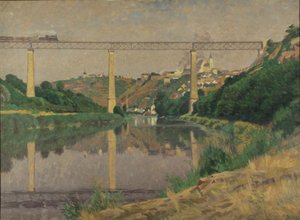 Slovène : Ville avec un pont ferroviaire